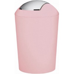 afvalemmer Marta 1,7 liter 15 x 21 cm roze/zilver