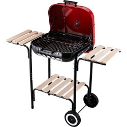 Outsunny Houtskoolgrill grillwagen grillstation staande grill grill met windbescherming 3x plank 846-043