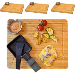 Raclette Bordenset voor 4 Personen 30 x 25 Houten Raclettepannetjes Onderzetter