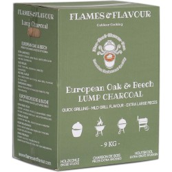 Europees Eiken & Beuken Houtskool 9 KG van Flames & Flavour voor Big Green Egg - Kamado - Kettle BBQ