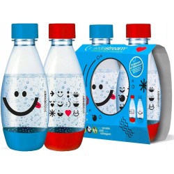 SodaStream herbruikbare flessen - Emoji print - 0.5 liter - Rood en Blauw 4 stuks