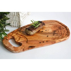 Steakplank met handvat & sapgleuf (lengte 35 cm) olijfhout steak plank chacuterie vlees