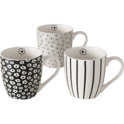 BOLTZE HOME - MOK - BLOMARA - SET VAN DRIE - KOFFIEMOK - ZWART WIT