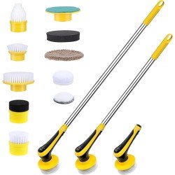 Trendosa Elektrische Schoonmaakborstel - Elektrische Schrobborstel - Poetsmachine - Handborstel - scrubber- de Badkamer/Keuken/Auto- 10 opzetstukken Geel