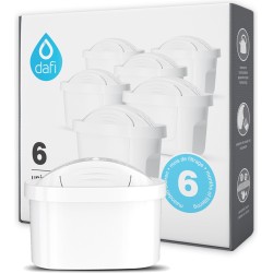 DAFI Filterpatronen 6 Stuks, Geschikt voor Brita Maxtra, Brita Maxtra+ Waterfilterkannen, Geproduceerd in Europa, Waterfilterpatroon 6 pack