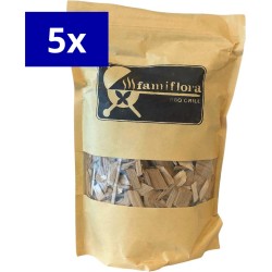 Famiflora BBQ Rooksnippers - Hickoryhout - 8500ML (5 stuks á 1700ML) - Ideaal rookhout voor gevogelte, ribbetjes, wild en varkensvlees