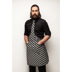 Tie & Apron Stropdas Schort Chef Zwart-Grijs Gestreept