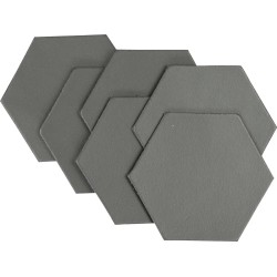 Leren onderzetters 'Hexagon' - 6 stuks | DONKERGRIJS
