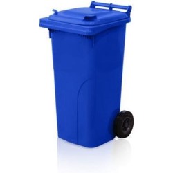 Kunststof Afvalbak 120L Blauw Rolcontainer Afvalcontainer Vuilnisbak Blauw