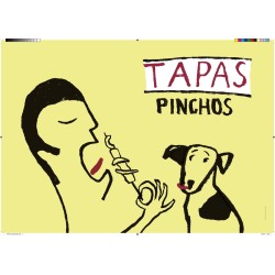 Cadeautip! - placemat Spaanse Tapas illustratie - 6 originele placemats -  voor de kookfan vermout - tinto - sangria - patatas bravas - gazpacho