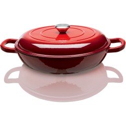 Ernesto Gietijzeren sudderpan 3,2 L - Stevige sudderpan - energiebesparend door een gelijkmatige en snelle warmteverdeling - Inhoud: 3,2 L - Temperatuurbestendig: tot 240 °C - Met druppelsysteem voor sappig en aromatisch braden, smoren of stomen