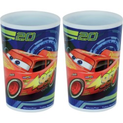 2x stuks kunststof drinkbeker Disney Cars 220 ml - Onbreekbare kinder bekers