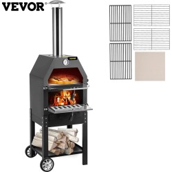 Vevor Pizza Oven Met Wielen - Pizza Oven - Barbecue - Pizza Oven Buiten - Pizzaoven Buiten - Pizzasteen - RVS