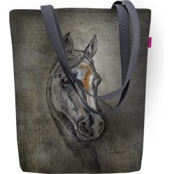 Zonnige Schoudertas met Rits - Dames Shopper 36x40 cm (past A4) - Tote Bag Stoffen tas met motief Heer