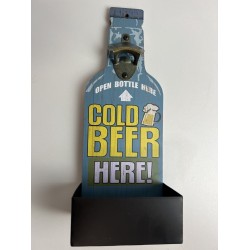 Opener voor aan de wand “Cold beer here!”