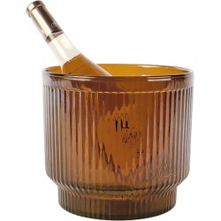 XLBoom - LIMA kom van geribbeld glas - Amber - Ø21 x h18,5cm