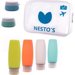 Nesto's® Reisflesjes - Inclusief Toilettas - Siliconen - Reisflacons - Handbagage - 100ml - 6 stuks