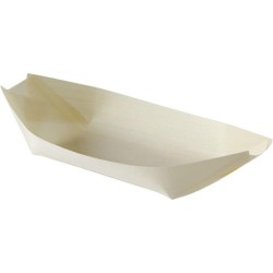 Houten boot bord, 100% composteerbaar , Duurzaam Campingservies, Picknickservies, Bestekset, Ideaal voor Restaurants, Picknick, Take-Outs, To Go Ontbijt, ontbijt, Lunch, Diner, 22.5 x 11 cm- maat XL