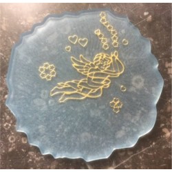 hars drink coaster/ hangemaakte resin onderzetter/ verjaardagscadeau/ Valentijn/ Engel
