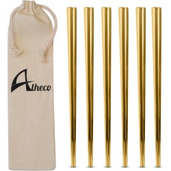 Alheco 6 paar moderne chopsticks - Eetstokjes - Metaal / RVS - Goud