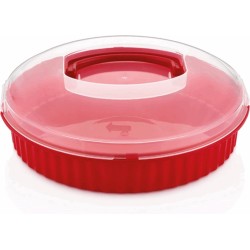 Cake bewaardoos - Taart bewaardoos - Cakebox - Taartbox - Vershouddoos - Transparant rond - Rood