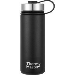 Thermo Master - Thermosfles & Drinkfles - Waterfles - 0,5 Liter - Midnight Black - 3 doppen