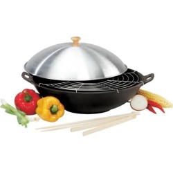 BAUMALU - 382860 - Wok gietijzer - Diameter 36cm - 4 stuks - Zwart