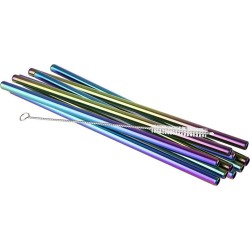 Metal Straw Rainbow 215*8 mm 10 straws + brush | Things For Drinks