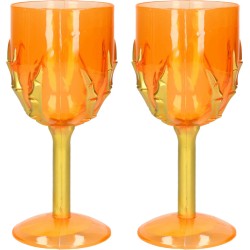 Guirca horror kelk wijnglas - 2x -oranje - 17 cm