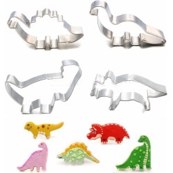 4x Dinosaurus vorm uitsteekvorm - Cookie cutters - Koekjes bakken - deeg/klei uitsteken