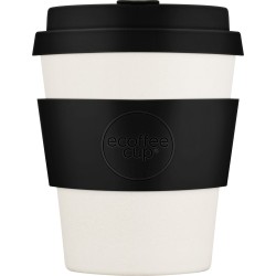 Ecoffee Cup Black Nature PLA - Koffiebeker to Go 240 ml - Zwart Siliconen