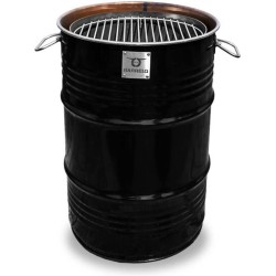 BarrelQ Small Houtskool|Barbecue|BBQ|Vuurkorf|Vuurton|bijzettafel| Olievat 60 Liter zwart|  inclusief beschermhoes