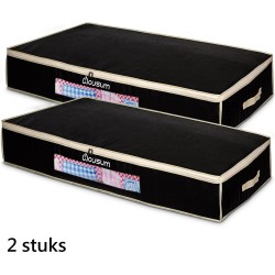 Housum Opbergtassen - Organizer voor Dekbed en Kleding - Stof - Zwart - 2 stuks