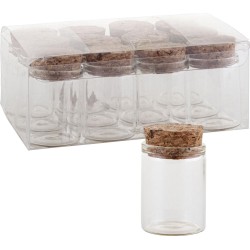 Glazen Potjes met Kurk - Kruiden/parels - decoratie potjes - 30 x 50 mm - 12 STUKS