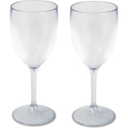 2x stuks onbreekbare kunststof camping wijnglazen voor witte wijn 280 ml - polycarbonaatglas