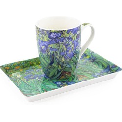 Kado set: mok en dienblaadje, Irises, Van Gogh