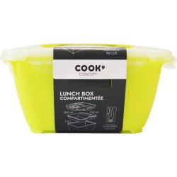 Cook Lunchbox  | 1,5 liter inhoud  | 3 verschillende compartimenten  | Groen-Geel