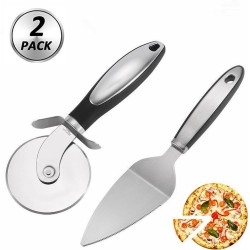 Pizzasnijder met pizzaschep | Pizzames | Pizzaroller | Deegmes | Pizza | Pizzaschep | Pizzaspatel | Roestvrijstaal | Vaatwasser bestendig