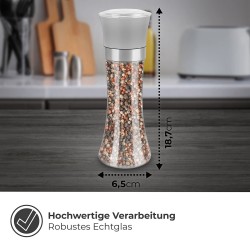 Thingles® Kruidenmolens Set van 2 met instelbare keramische molen voor alle kruiden I Noble zoutmolen & pepermolen (Grijs, 19 cm)