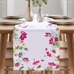 Tafelloper Lente Modern, Tafelloper Bloemen Linnen Look Tafelloper Afwasbaar Tafelloper, Hoogwaardig Print Motief met Bloemen Een blikvanger in de lente Zomer (Tafelloper 40x140cm)