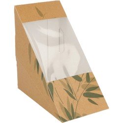 100x Triangle Double Sandwich Box | Dubbel sandwich kraft driehoek met venster 100 stukken