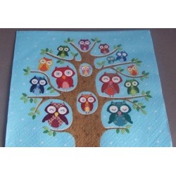 Ti-flair - Owl family tree blue - cocktail papieren servetten