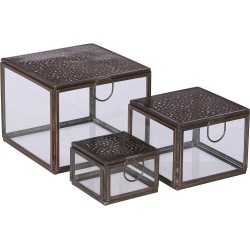 Casa Vivante Lexie Opbergdoosjes - Set van 3 - L12 x B12 x H9,5 cm - Koper