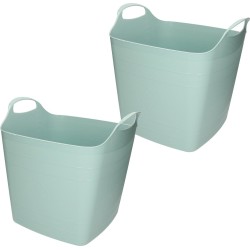 2x stuks bathroom Solutions Kuip - flexibel - emmer - groen - 25 liter