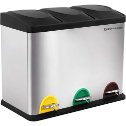 Homeza® Grote Afvalscheider 45 Liter (3 x 15 L) - Prullenbak - Afvalbak - Roestvrij Staal