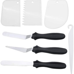 Paletmes - Zinaps 7-delige palet set inclusief 3 stuks roestvrijstalen hoekpalet en 3 stuks poeders gladderende en 1 stuk cake remover voor taart decoreren cake precisie bakken gebak muffins. (WK 02128)
