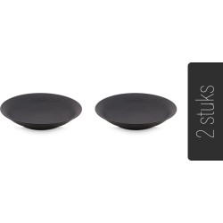 vtwonen - Pastaborden - Set van 2 - Mat Zwart - Porselein - Ø 25.5cm