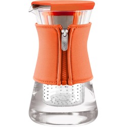 Qdo Karaf Glas - Met Neopreen Sleeve - Voor Warme en Koude Dranken - 1,2 liter - Oranje