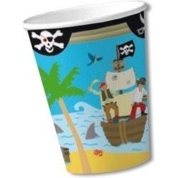 Bekers piraten eiland 8x - kartonnen wegwerpbekertjes