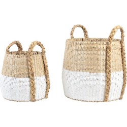 Light & Living Mand  RAMUN S/2 Ø40x35+Ø50x45 cm  -  naturel+wit